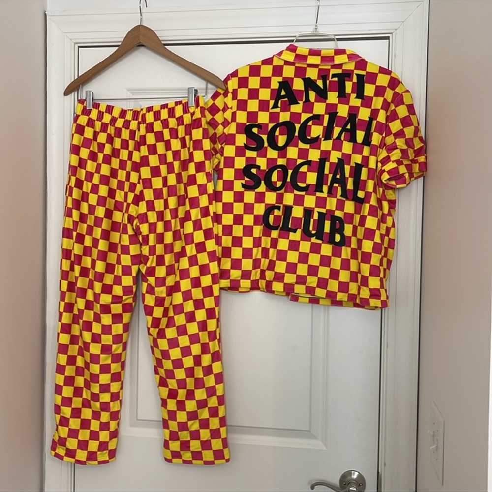Anti Social Social Club The Only Time I Can Think Checkered Pajamas Medium - Picture 2 of 8